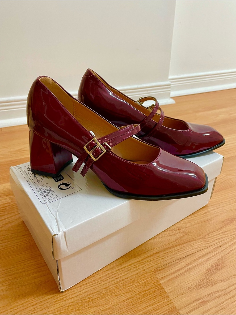Burgundy Patent Mary Jane Heels